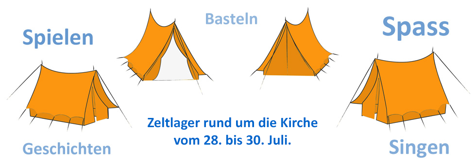 Zeltlager rund um die Kirche in Neuschoo